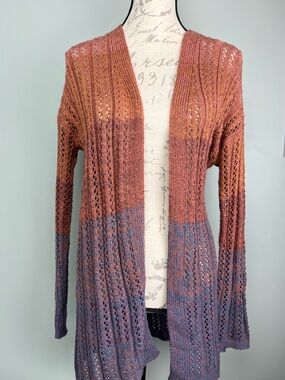 Open-Front Gradient Knit Cardigan Sweater